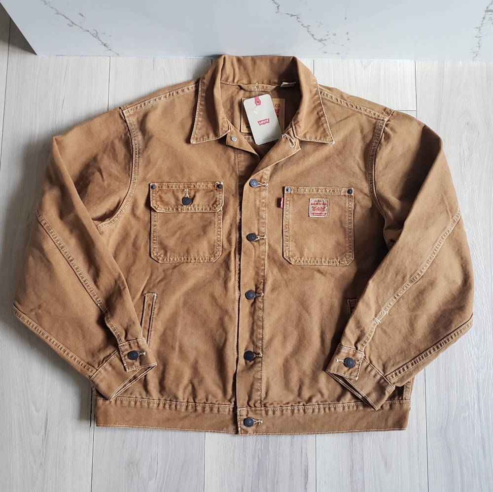 Levi’s Men’s Relaxed Fit Trucker Jacket Medium NWT Dark Ginge Brown Denim Rodeo